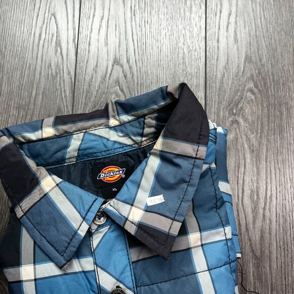 Dickies Quilted Lined Plaid Shacket Jacket Snap Button XL Blue‎ Workwear - Picture 8 of 8